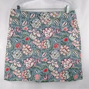NWOT LOFT Women’s Cotton Blend Floral Coastal Print Mini Skirt  Size 10